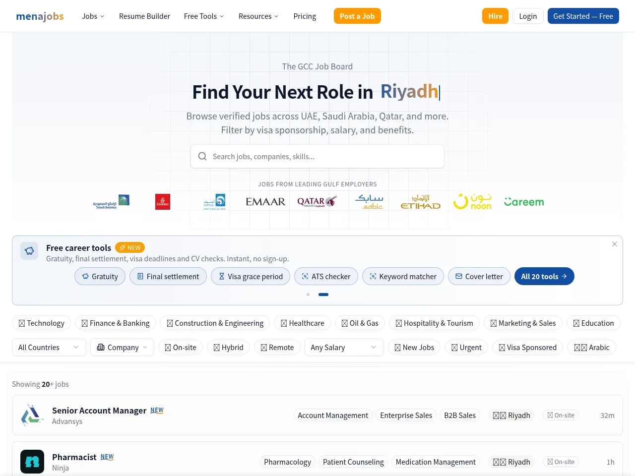 MenaJobs screenshot MenaJobs job board platform screenshot showing job search interface