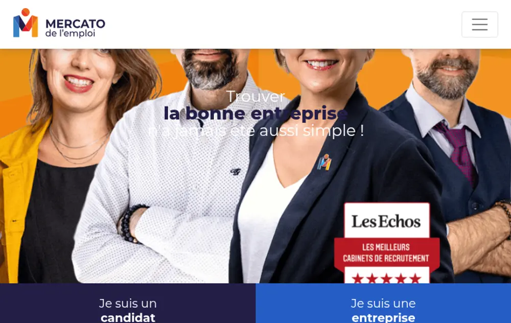 Mercato de l'Emploi job board platform screenshot showing job search interface