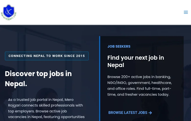 MeroRojgari screenshot MeroRojgari job board platform screenshot showing job search interface