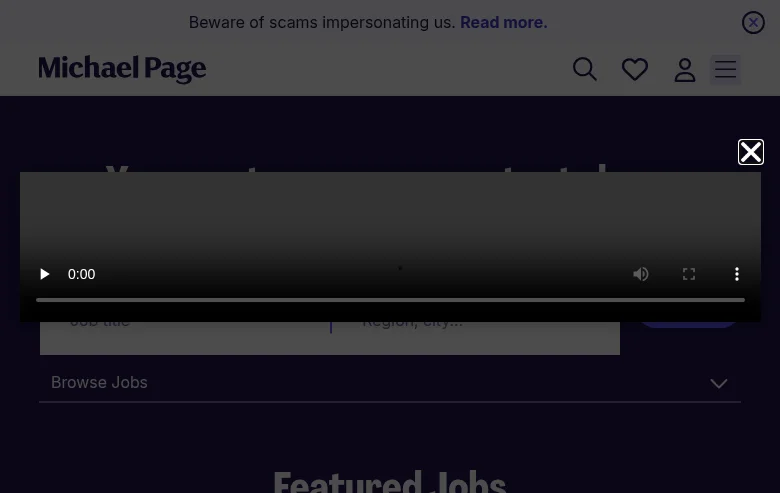 Michael Page job board platform screenshot showing job search interface