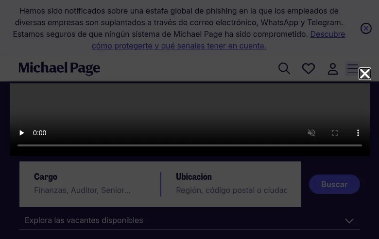 Michael Page job board platform screenshot showing job search interface