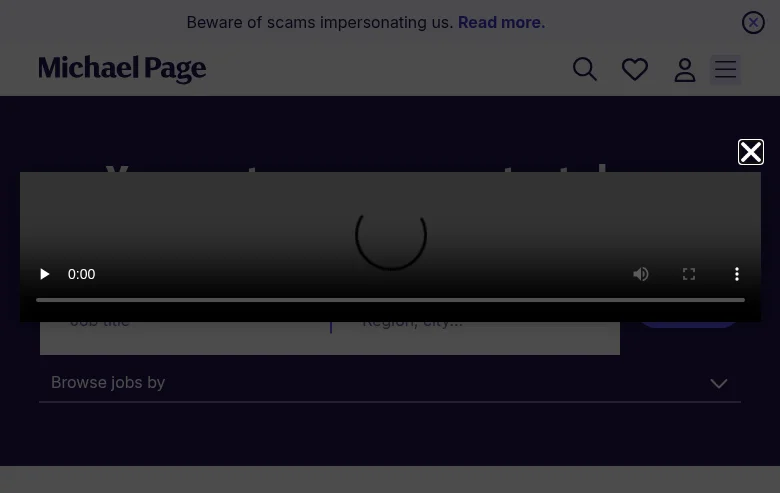Michael Page job board platform screenshot showing job search interface
