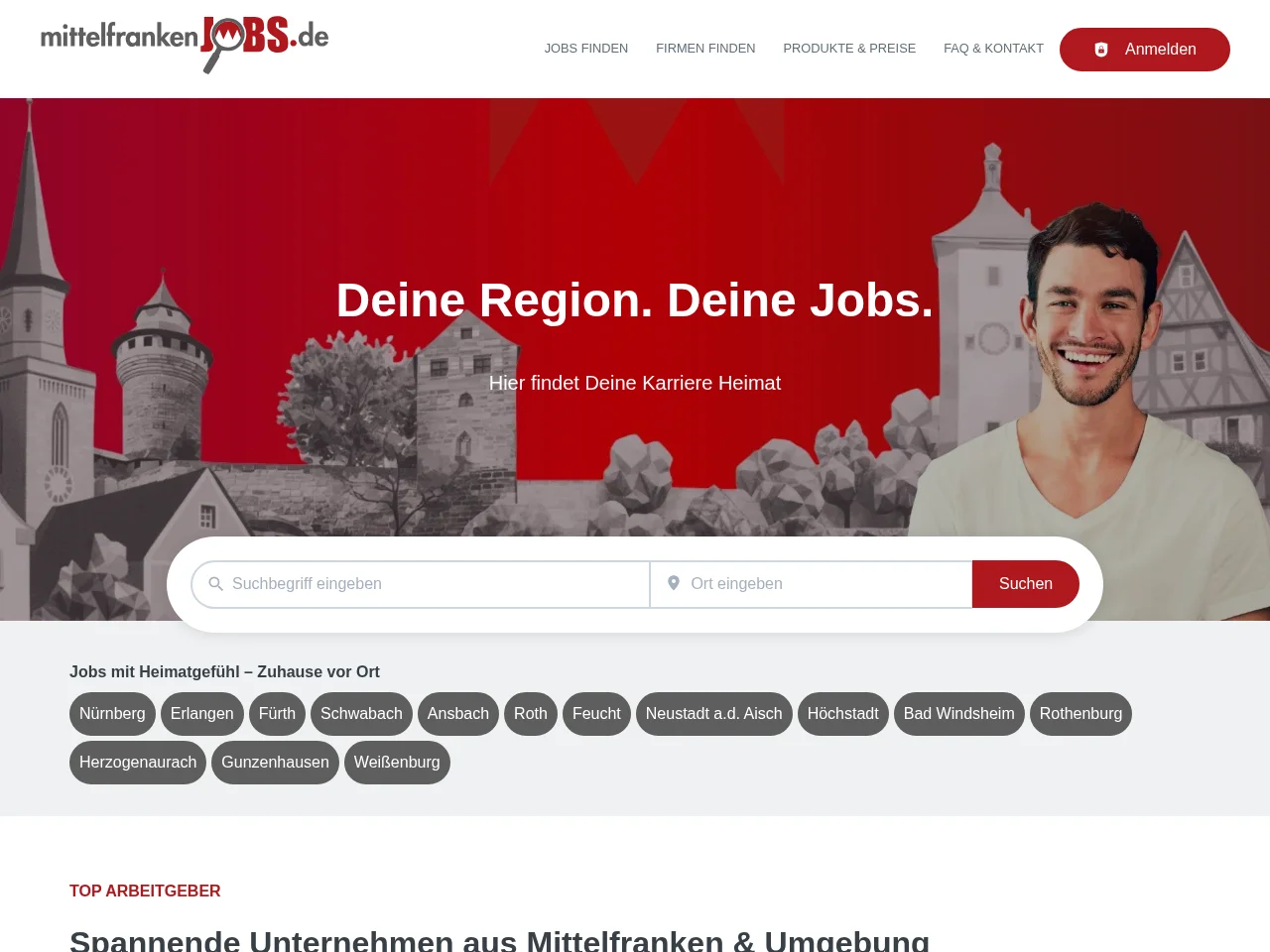 mittelfrankenJOBS.de screenshot mittelfrankenJOBS.de job board platform screenshot showing job search interface