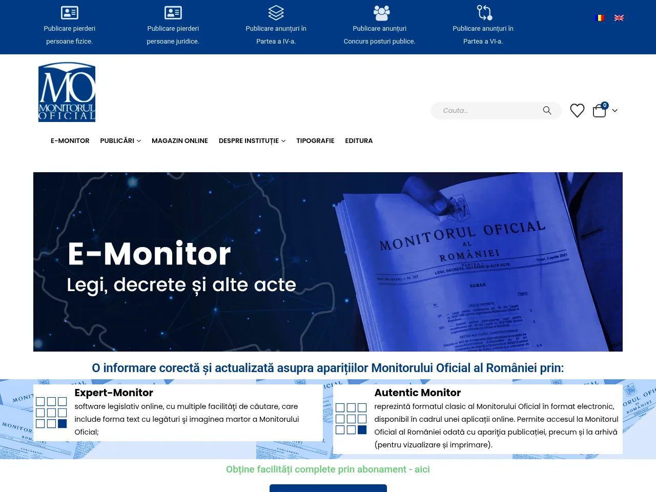 Monitorul Oficial al României screenshot Monitorul Oficial al României website screenshot