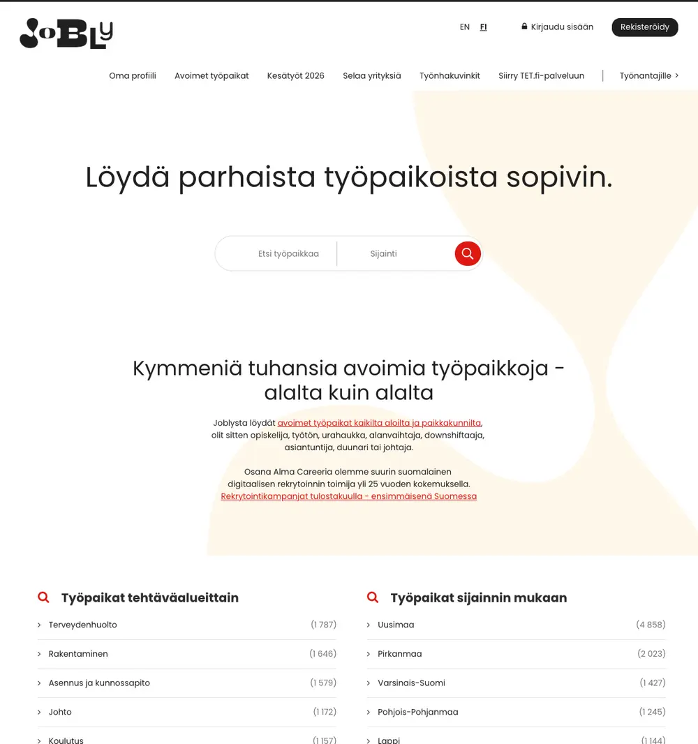 Jobly job board platform screenshot showing job search interface