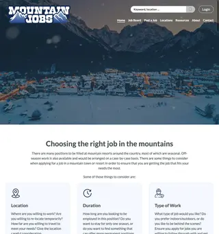 Mountain Jobs platform preview