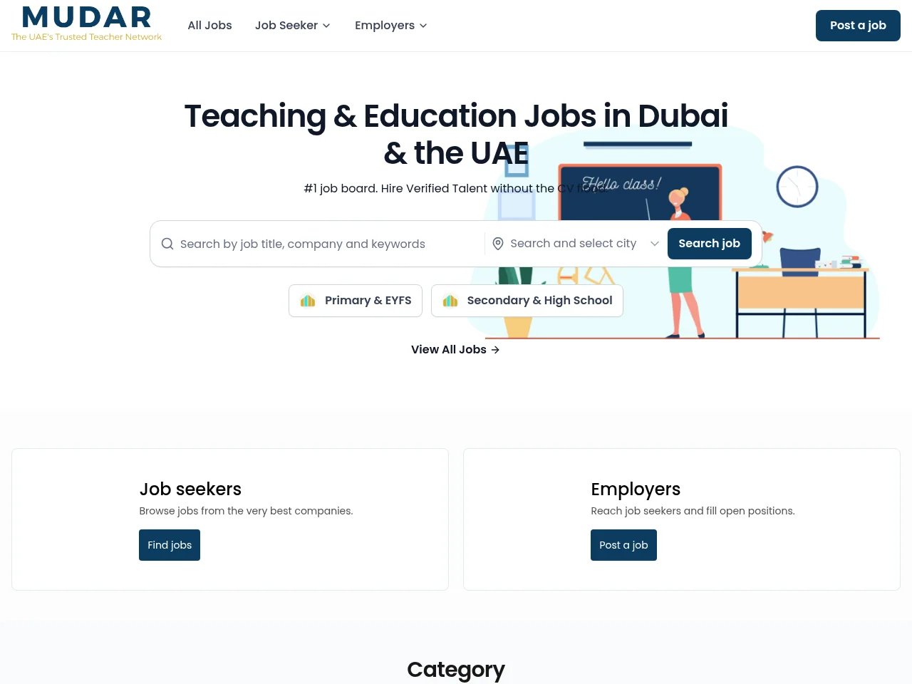 MUDAR screenshot MUDAR job board platform screenshot showing job search interface