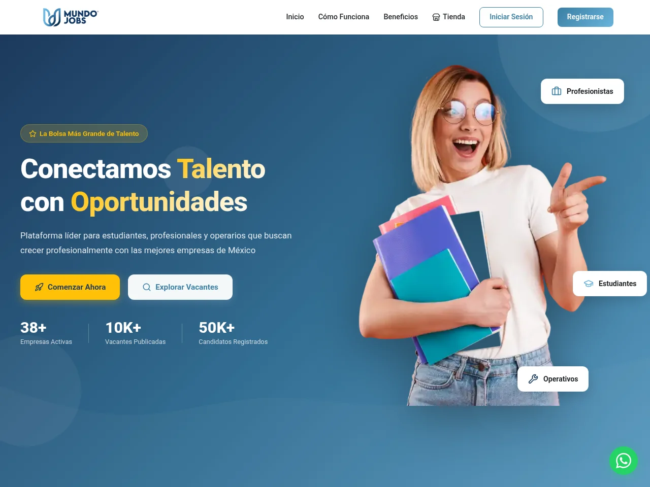 Mundo Jobs job board platform screenshot showing job search interface