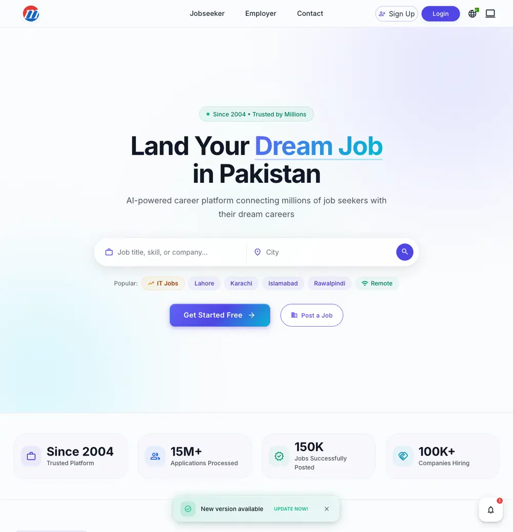 Mustakbil.com job board platform screenshot showing job search interface