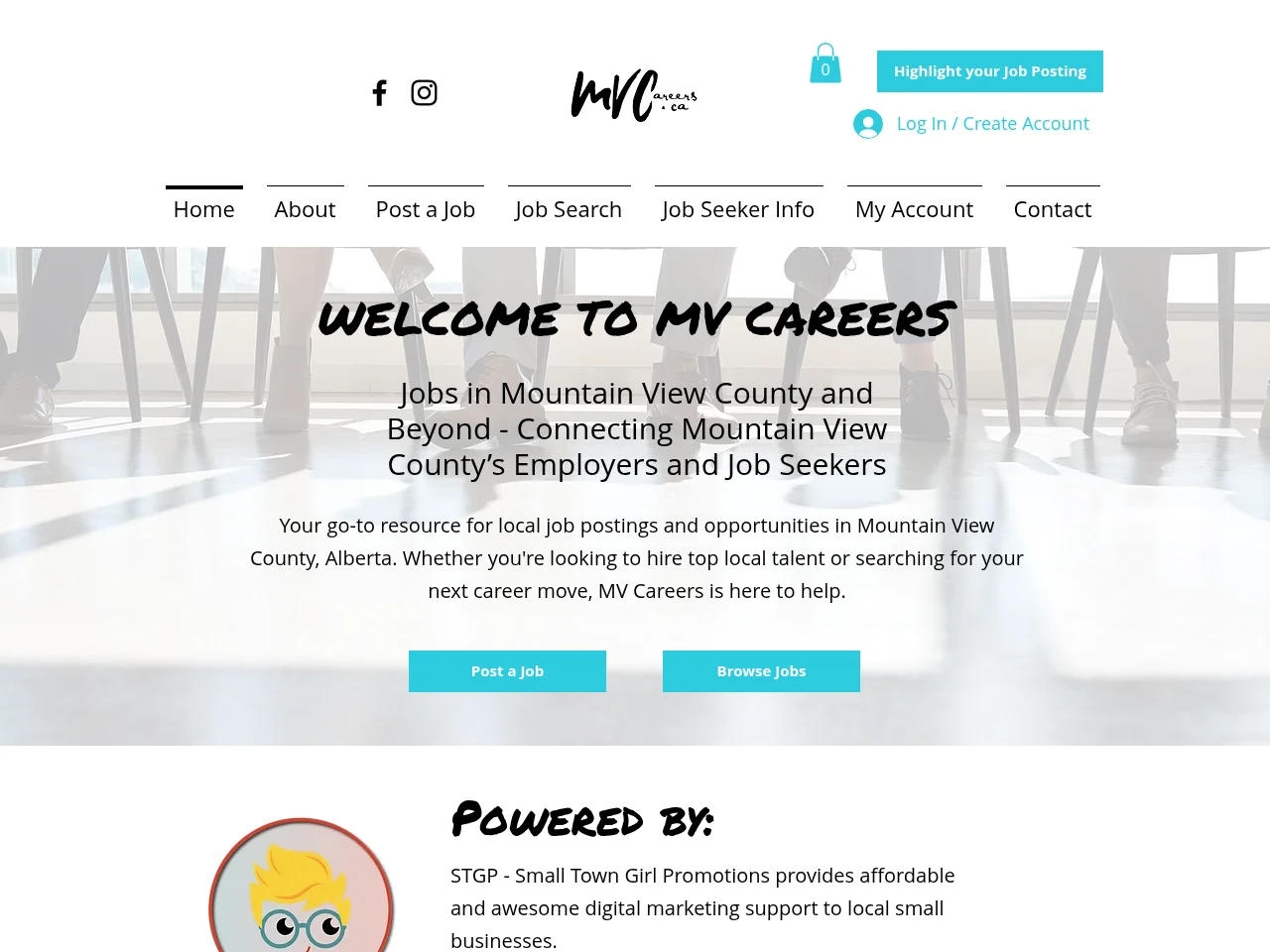 MV Careers job board platform screenshot showing job search interface