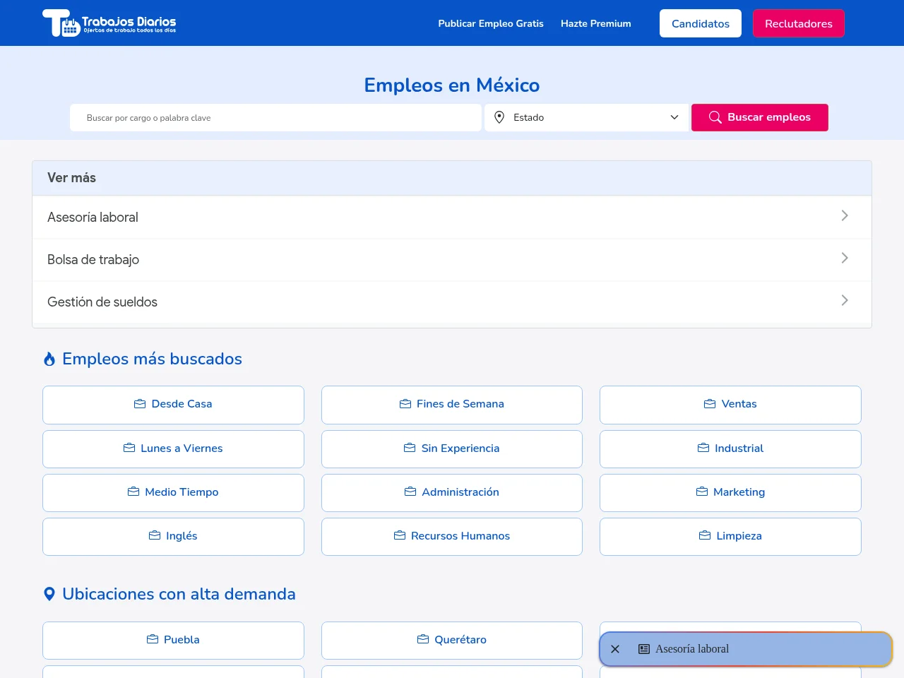 Trabajos Diarios website screenshot
