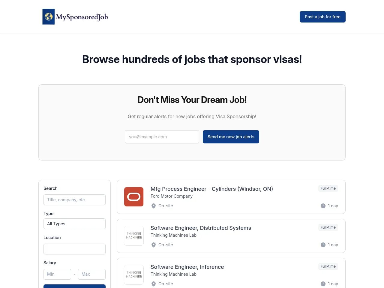 My Sponsored Job screenshot My Sponsored Job job board platform screenshot showing job search interface
