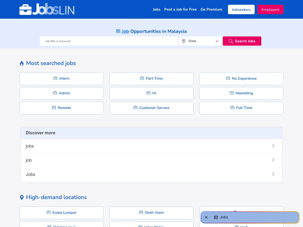 Jobslin screenshot Jobslin job board platform screenshot showing job search interface