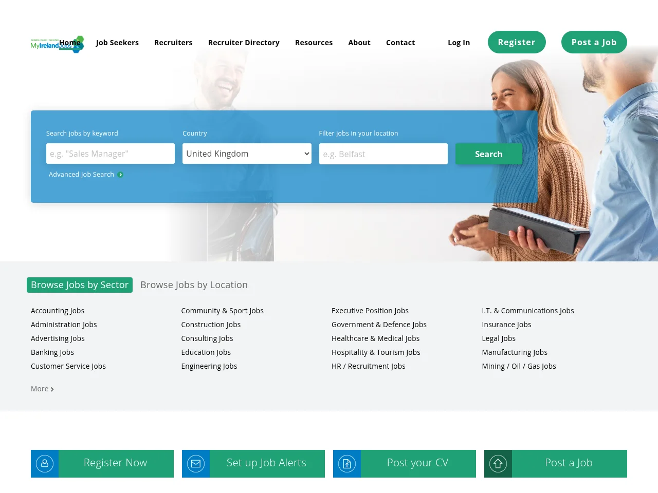 My Ireland Jobs job board platform screenshot showing job search interface