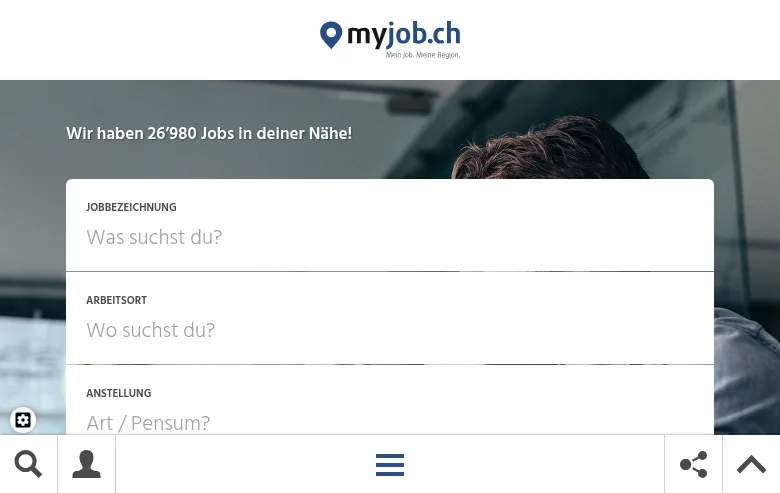 myjob.ch job board platform screenshot showing job search interface