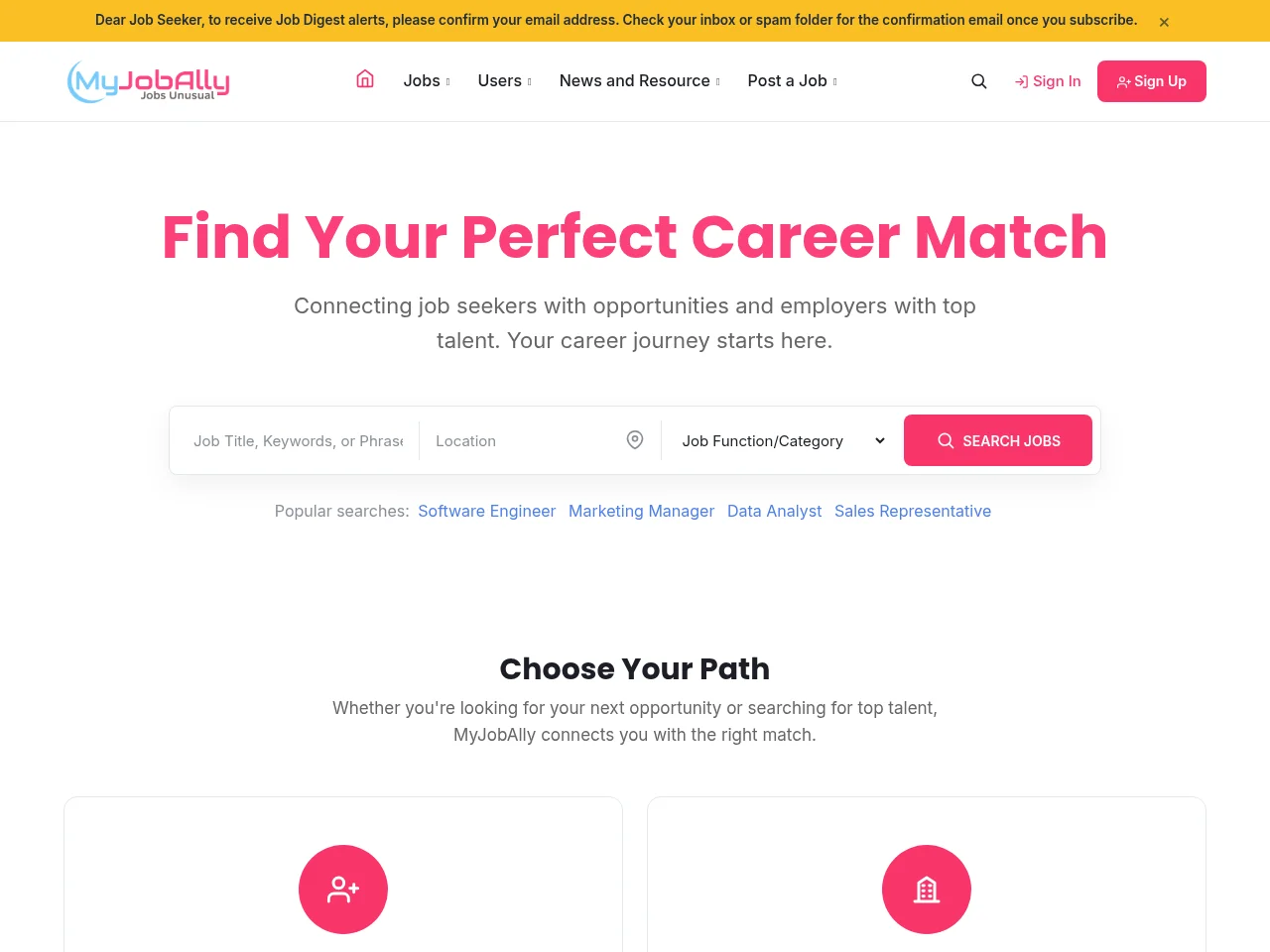 MyJobAlly screenshot MyJobAlly job board platform screenshot showing job search interface