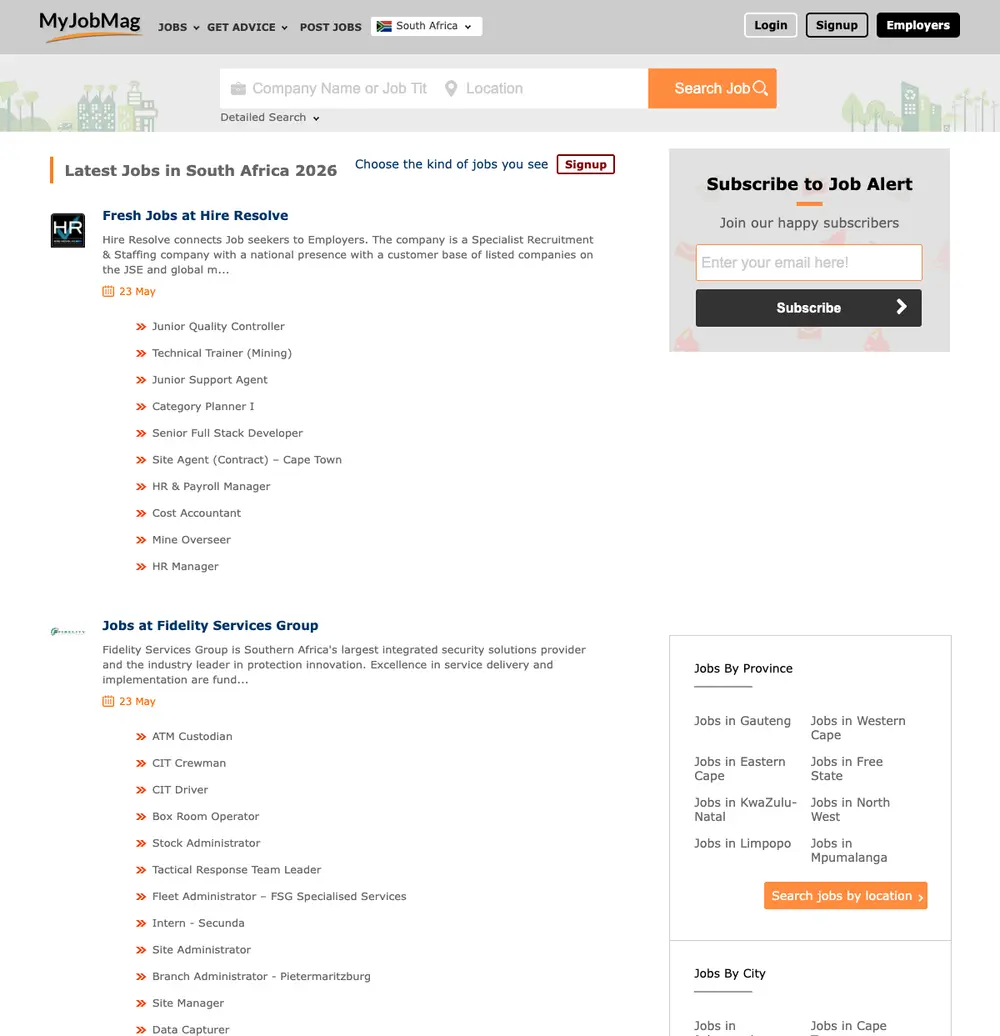 MyJobMag screenshot MyJobMag job board platform screenshot showing job search interface