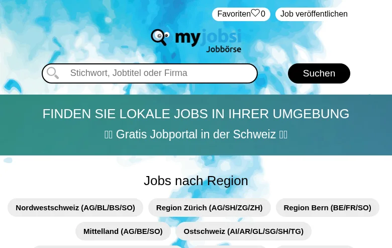 MyJobsi.ch screenshot MyJobsi.ch job board platform screenshot showing job search interface
