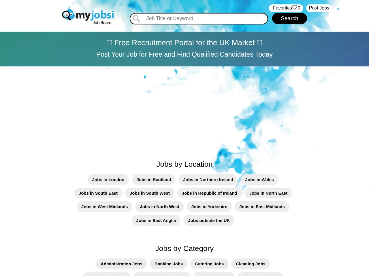 MyJobsi.co.uk job board platform screenshot showing job search interface