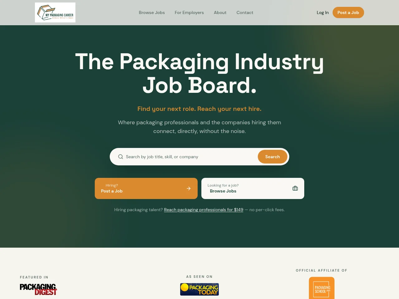 My Packaging Career screenshot My Packaging Career job board platform screenshot showing job search interface