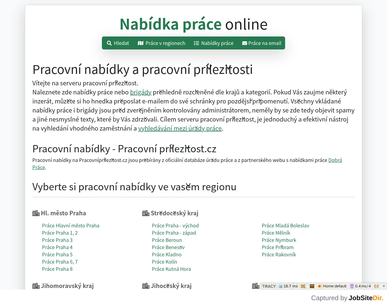 Nabídka práce online website screenshot