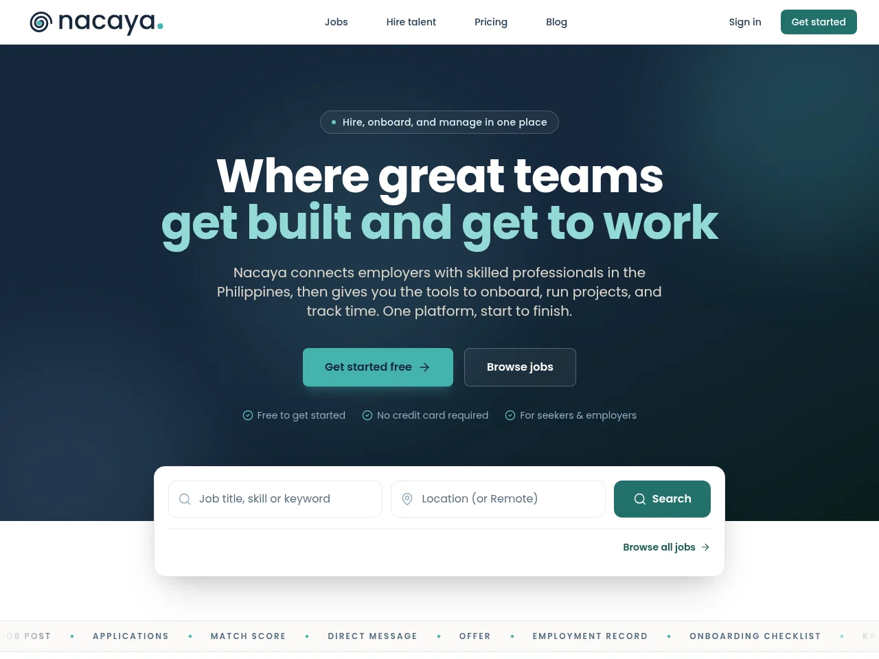 Nacaya screenshot Nacaya job board platform screenshot showing job search interface