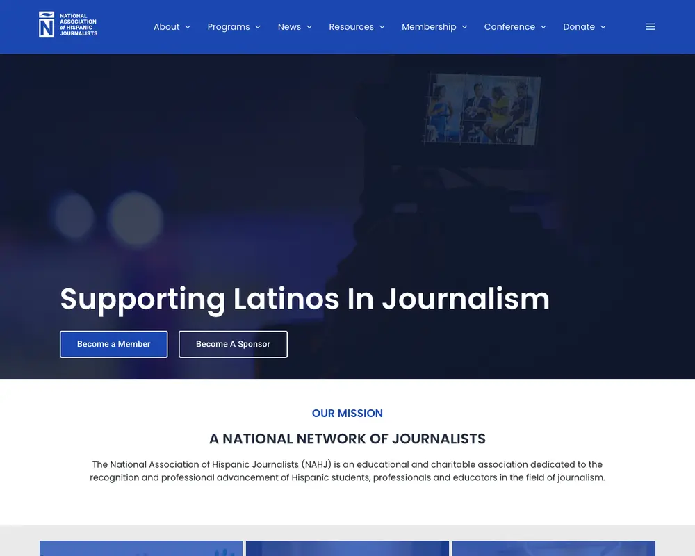 National Association of Hispanic Journalists job board platform screenshot showing job search interface