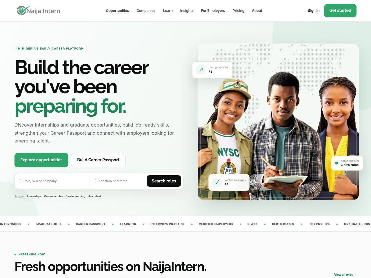 NaijaIntern screenshot NaijaIntern job board platform screenshot showing job search interface