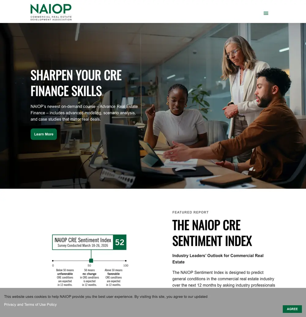 NAIOP job board platform screenshot showing job search interface