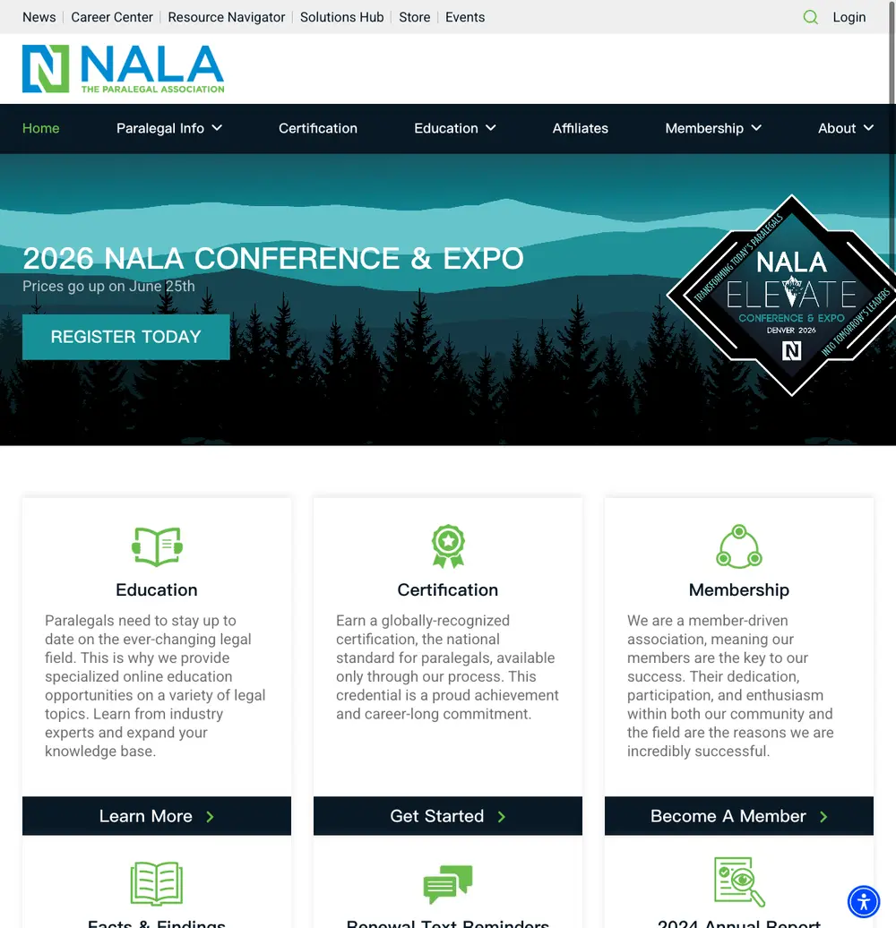 NALA job board platform screenshot showing job search interface