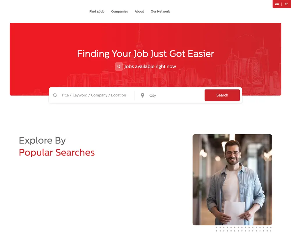 Nanaimo Jobs job board platform screenshot showing job search interface
