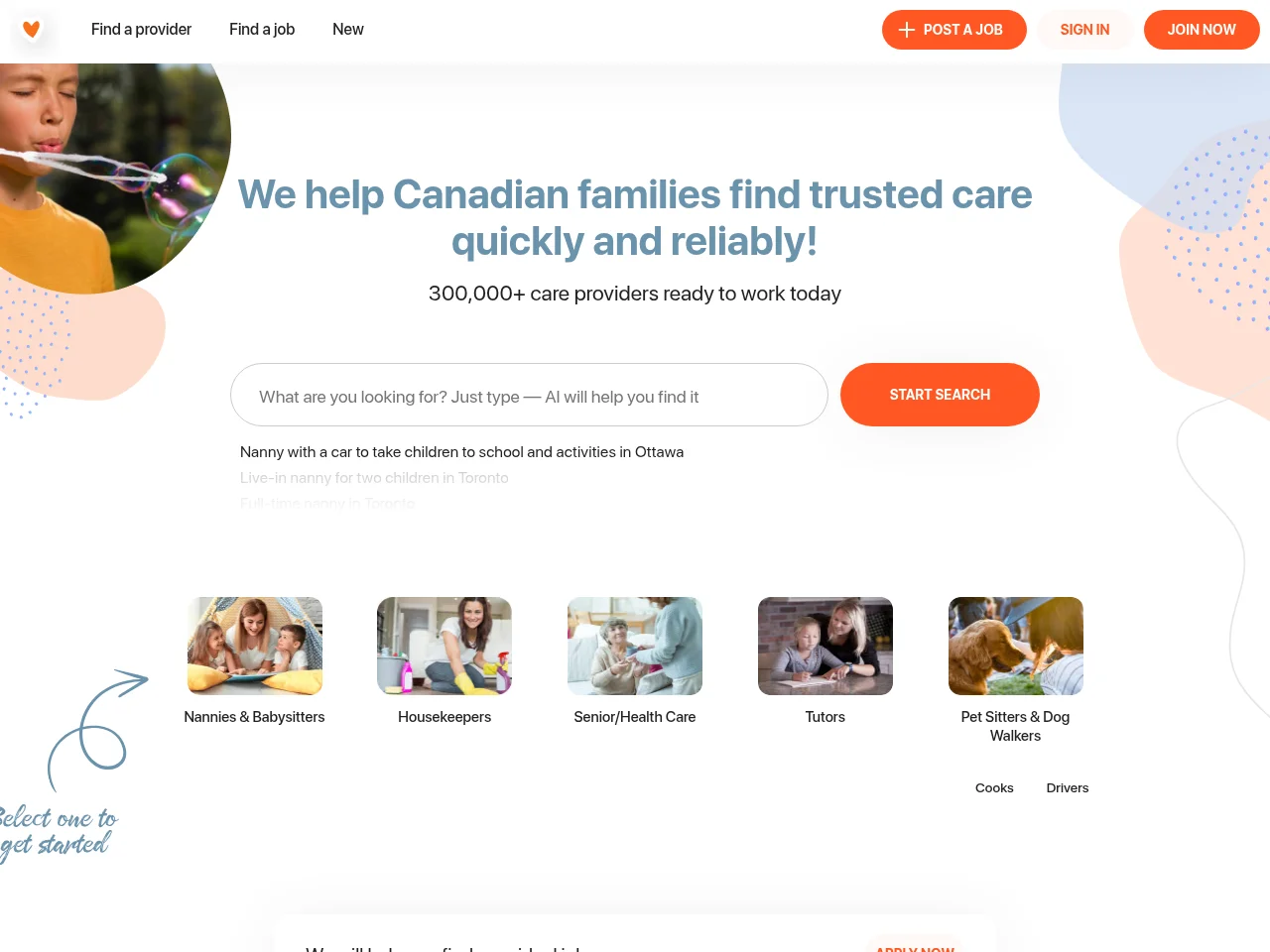 Nanny Services screenshot Nanny Services job board platform screenshot showing job search interface