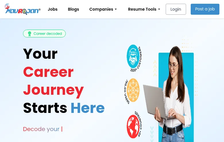 Navrojan job board platform screenshot showing job search interface
