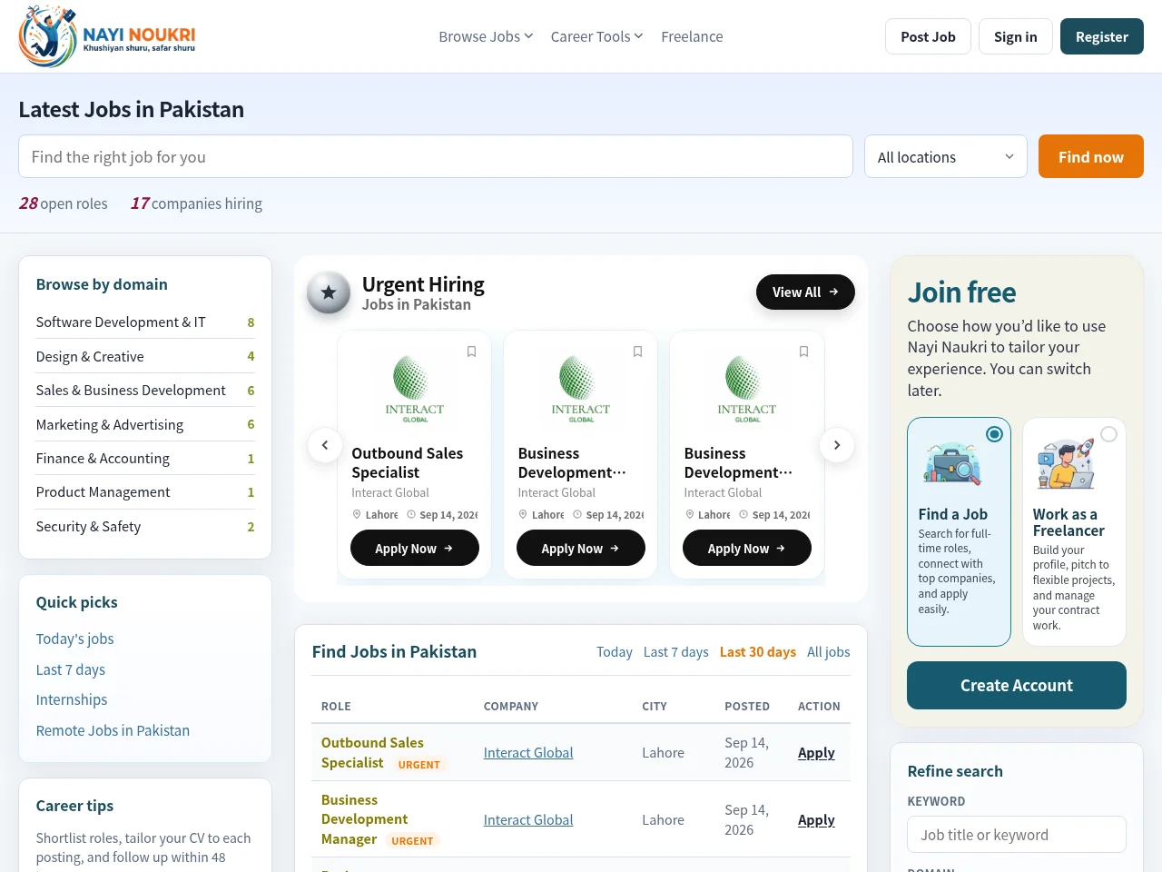 Nayi Noukri screenshot Nayi Noukri job board platform screenshot showing job search interface