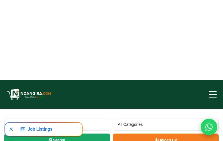 NDANGIRA.COM job board platform screenshot showing job search interface