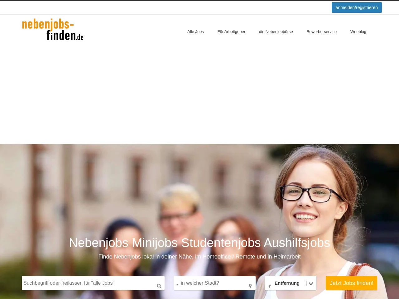 Nebenjobs-finden.de screenshot Nebenjobs-finden.de job board platform screenshot showing job search interface