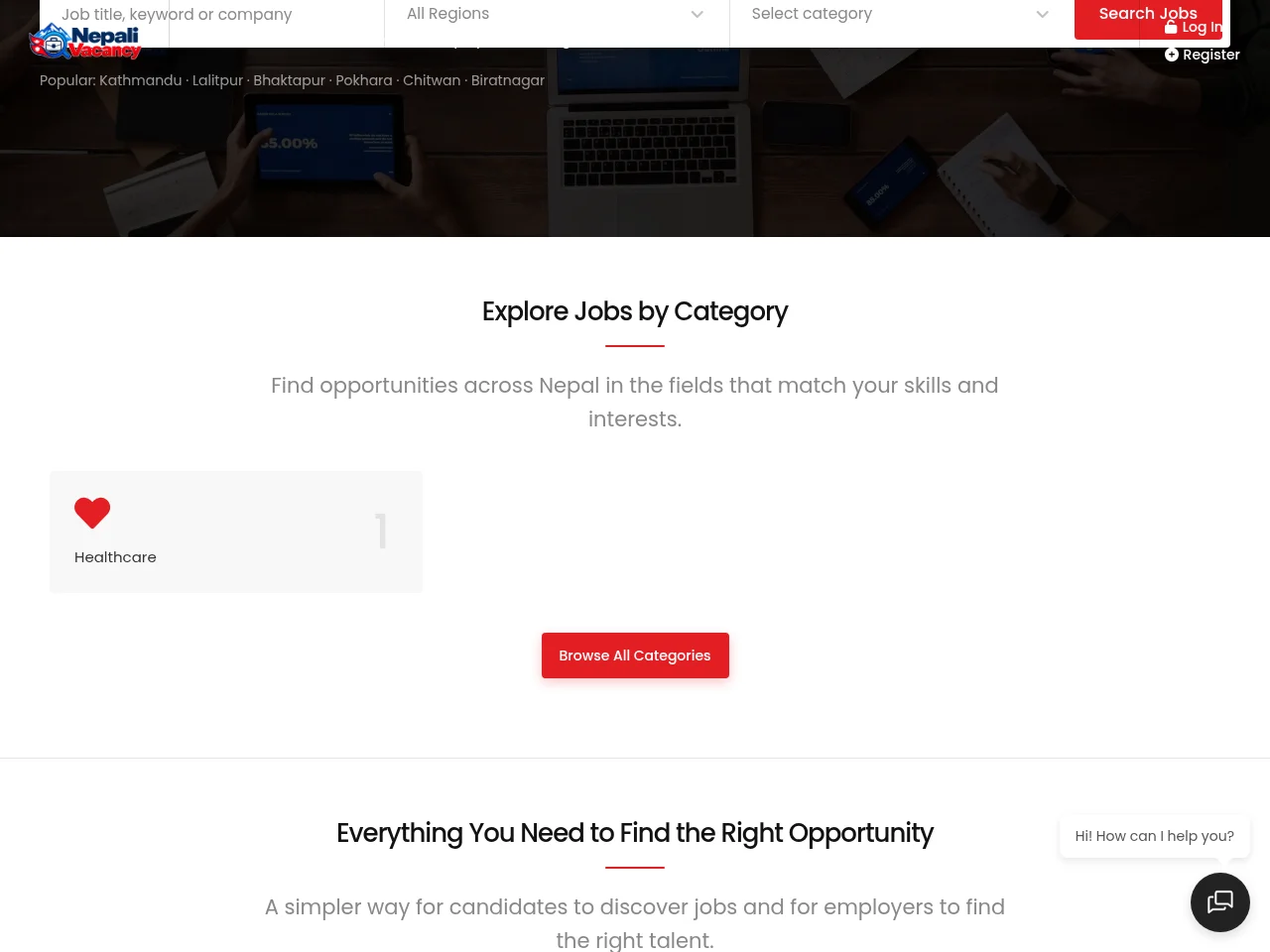 Nepali Vacancy screenshot Nepali Vacancy job board platform screenshot showing job search interface