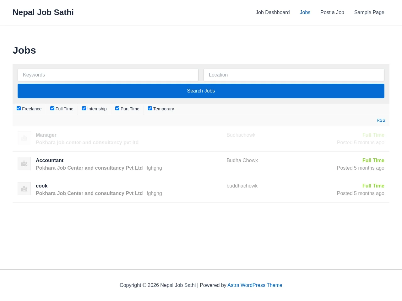 Nepal Job Sathi screenshot Nepal Job Sathi job board platform screenshot showing job search interface