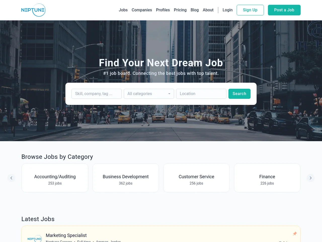 Neptune Careers website screenshot