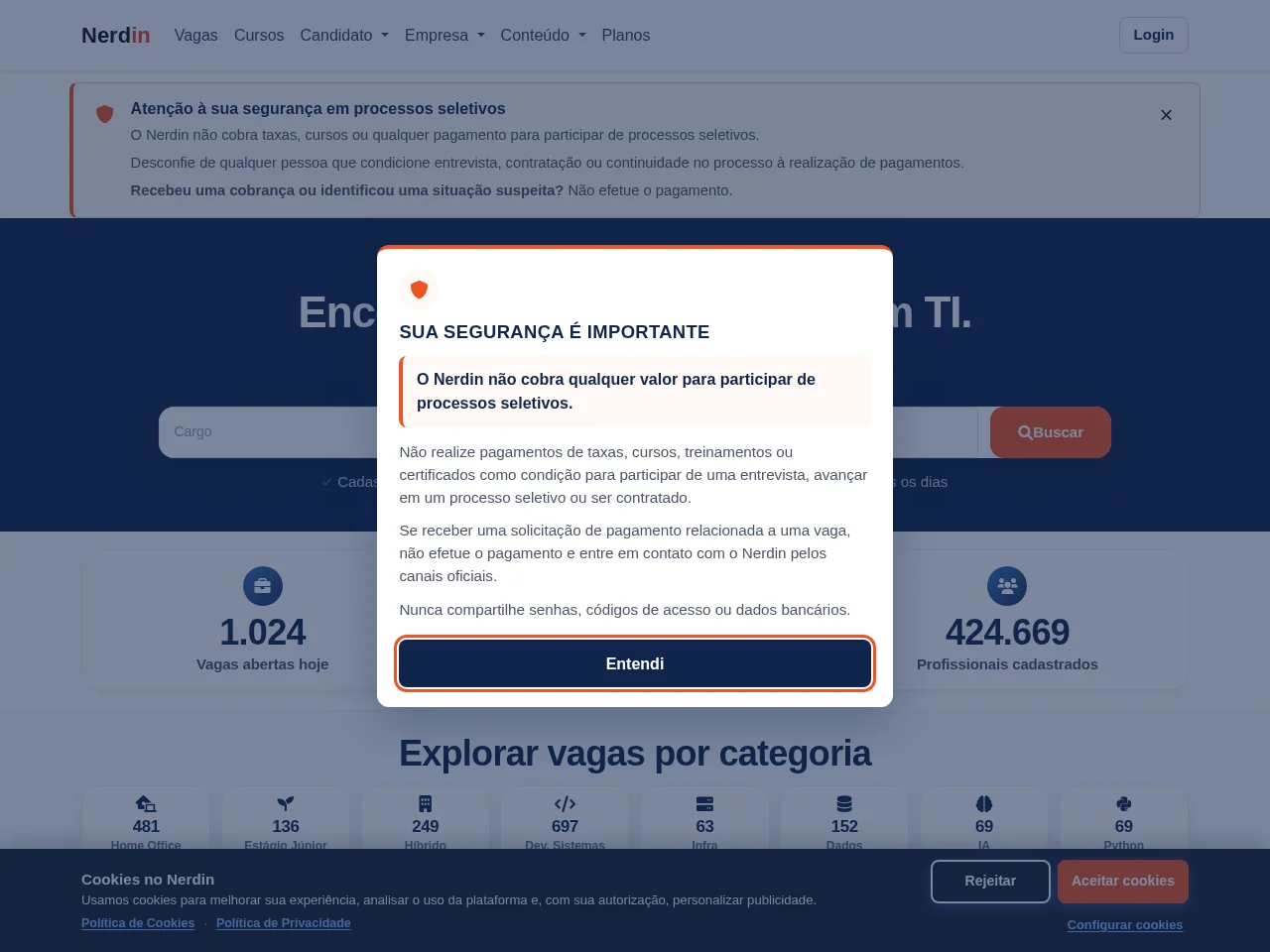 Nerdin screenshot Nerdin job board platform screenshot showing job search interface
