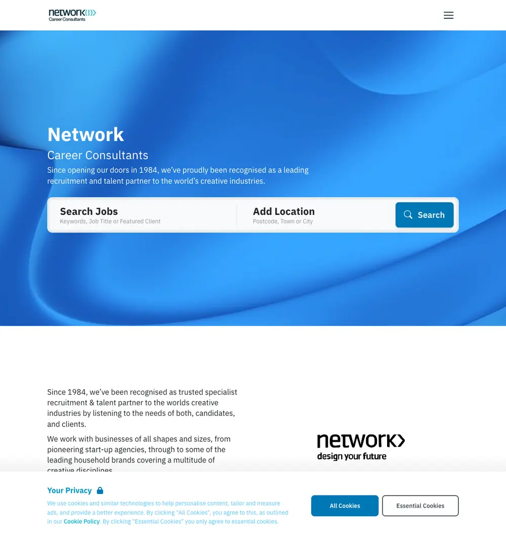 Network Career Consultants job board platform screenshot showing job search interface