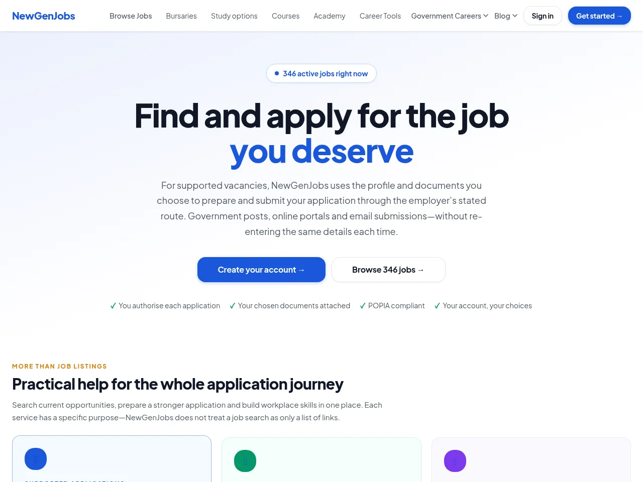 NewGenJobs screenshot NewGenJobs job board platform screenshot showing job search interface