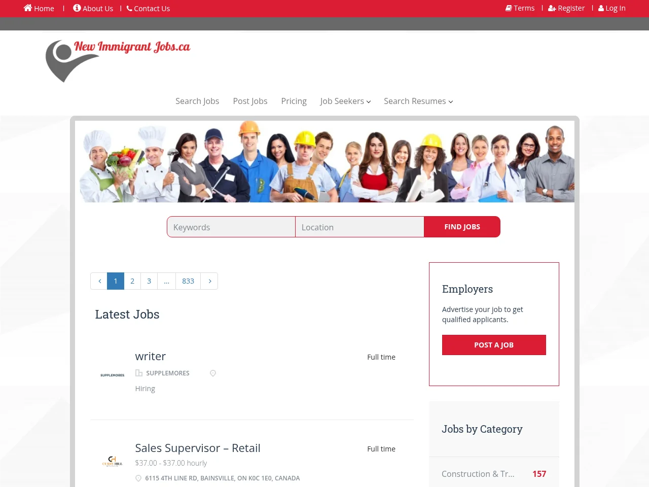 NewImmigrantJobs.ca screenshot NewImmigrantJobs.ca job board platform screenshot showing job search interface