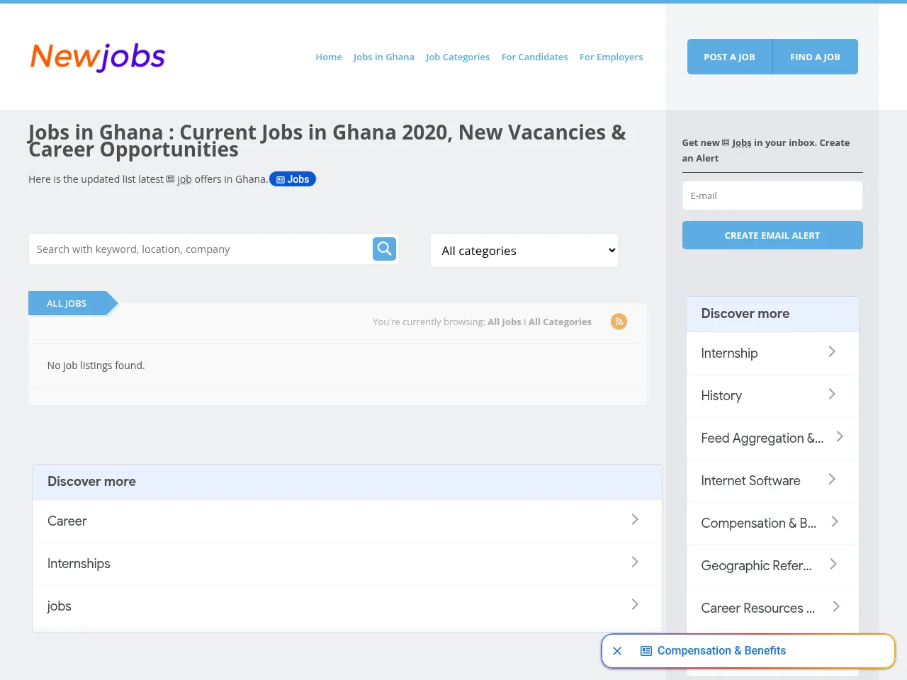 NewJobs Ghana screenshot NewJobs Ghana job board platform screenshot showing job search interface