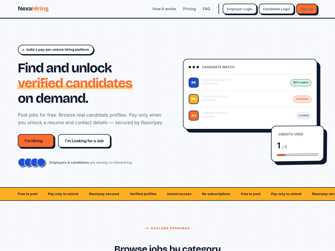 Nexa Hiring screenshot Nexa Hiring job board platform screenshot showing job search interface