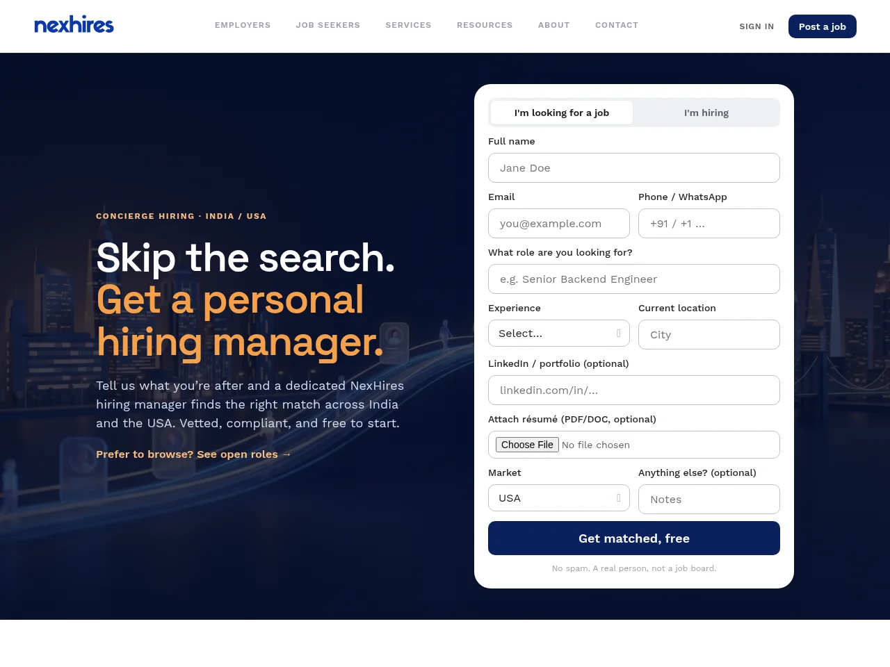 NexHires screenshot NexHires job board platform screenshot showing job search interface