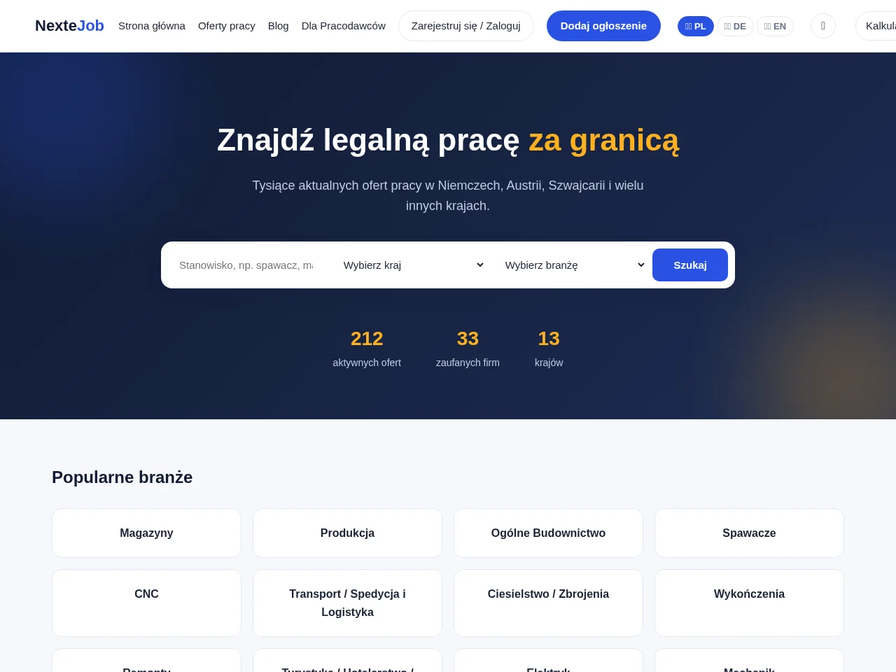 NexteJob.pl screenshot NexteJob.pl job board platform screenshot showing job search interface