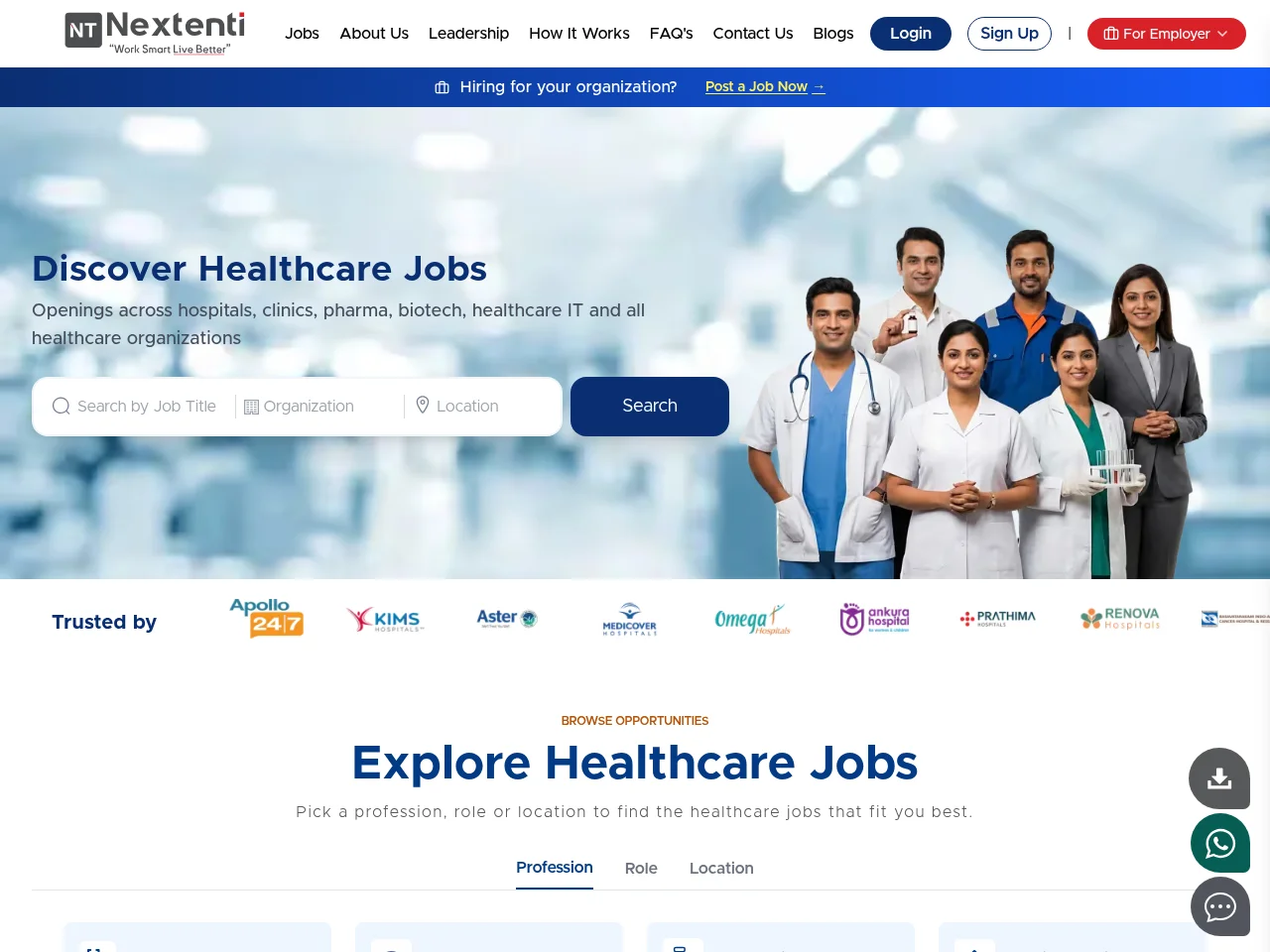 Nextenti screenshot Nextenti job board platform screenshot showing job search interface