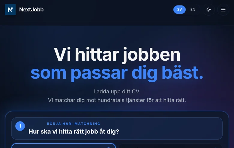 NextJobb job board platform screenshot showing job search interface