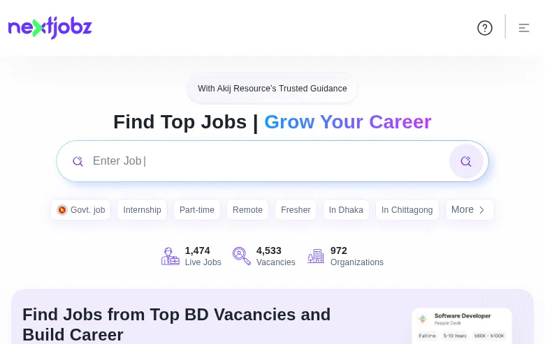 nextjobz job board platform screenshot showing job search interface